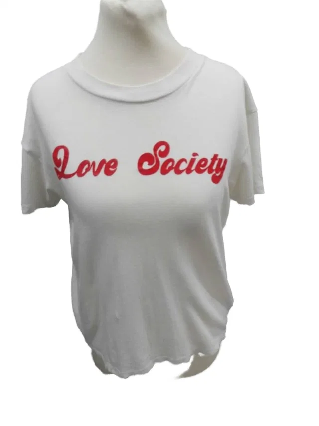 GANNI Love Society T-SHIRT. white Size: XS in White from Oxfam Online Shop