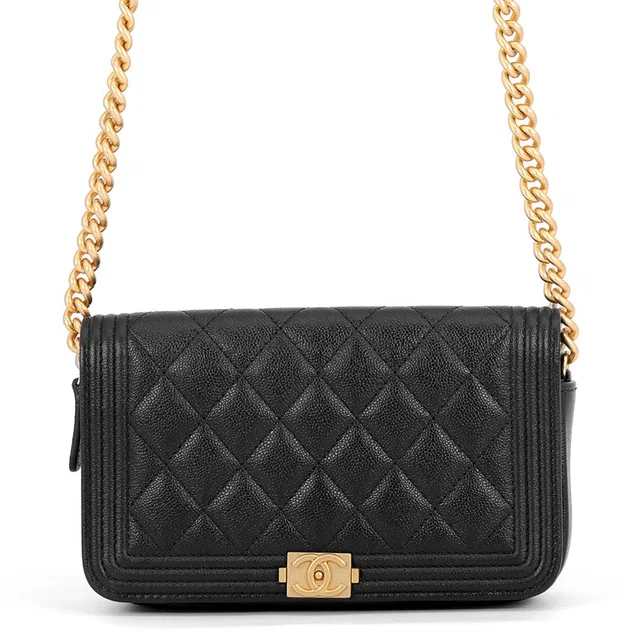 Boy Chanel Chain Shoulder Phone Case BlackAP3013 Caviar Leather in Caviar leather from GALLERY RARE