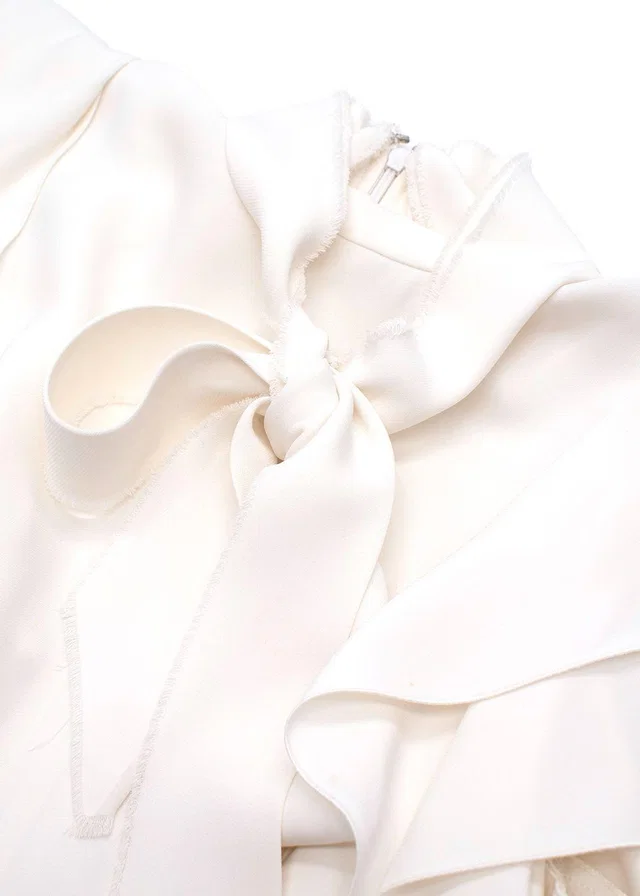 Lanvin Cream Pussybow Frill Blouse in White from HEWI