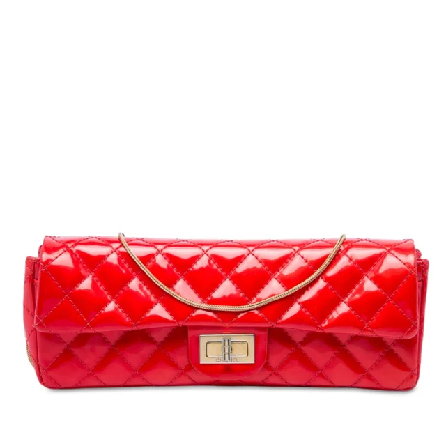 Red Chanel Quilted Patent Reissue 2.55 East West Flap Clutch with Chain Shoulder Bag in Red Patent leather from Designer Revival, photo 1 of 1