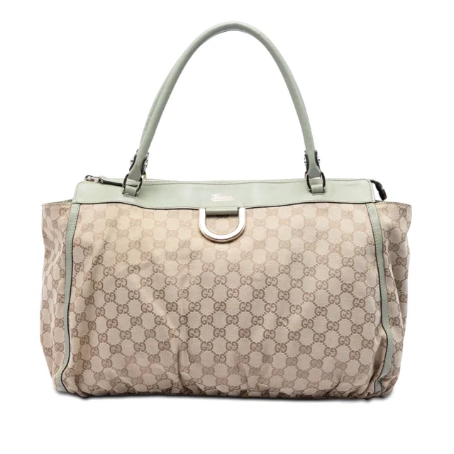 Beige Gucci GG Canvas Abbey D Ring Tote in Beige Canvas from Designer Revival