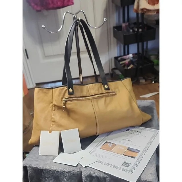 Chloé Leather Tote Two-Way With Coa in yellow|black Leather from Poshmark