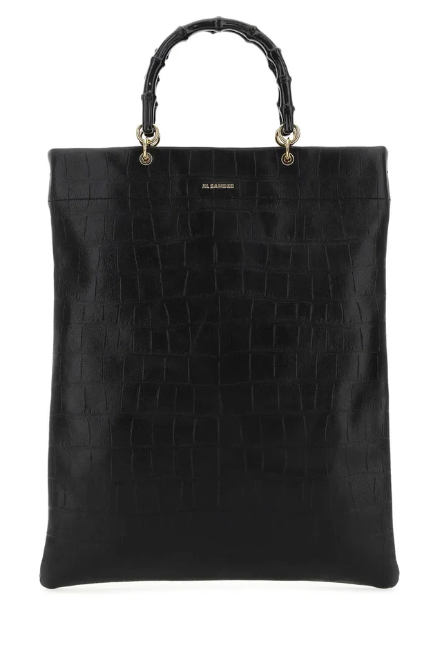 Jil Sander Crocodile-Embossed Leather Tote Bag — Black in Black Crocodile from HEWI
