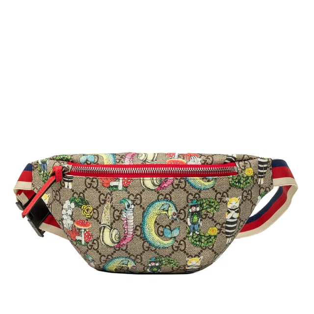Beige Gucci Kids Yuko Higuchi GG Supreme Bugs Belt Bag in Beige Coated canvas from Designer Revival