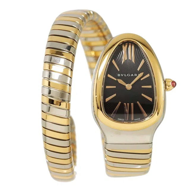 Bvlgari Serpenti Tubogas Watch Black 18k Pink Gold Quartz in Black from The Reluxe