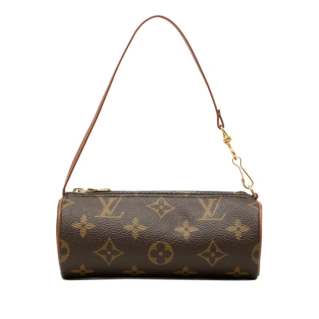 Brown Louis Vuitton Monogram Papillon Pochette Handbag in Brown Coated canvas from Designer Revival