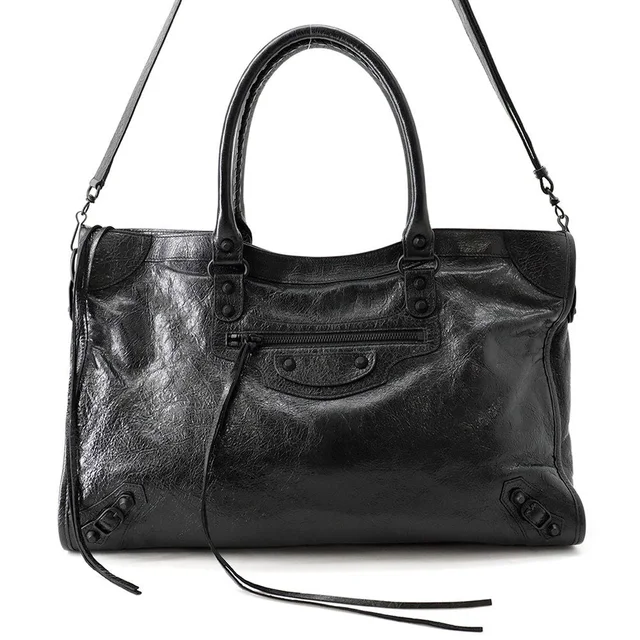 Balenciaga Tote Le City Large 2-Way Shoulder Bag Black in Black Leather from The Reluxe