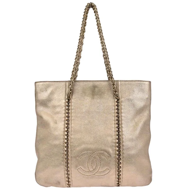 Chanel 2005-2006 Gold Calfskin Luxury Line Tote Handbag in Gold Calfskin from AMORE Vintage Tokyo