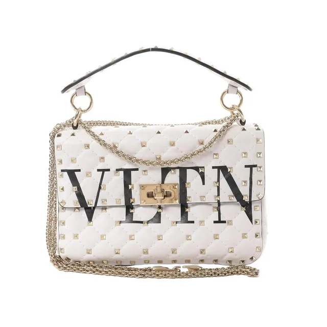 Valentino Garavani Rockstud Spike VLTN Chain 2Way Shoulder Bag in white Leather from Her-Age, photo 1 of 1