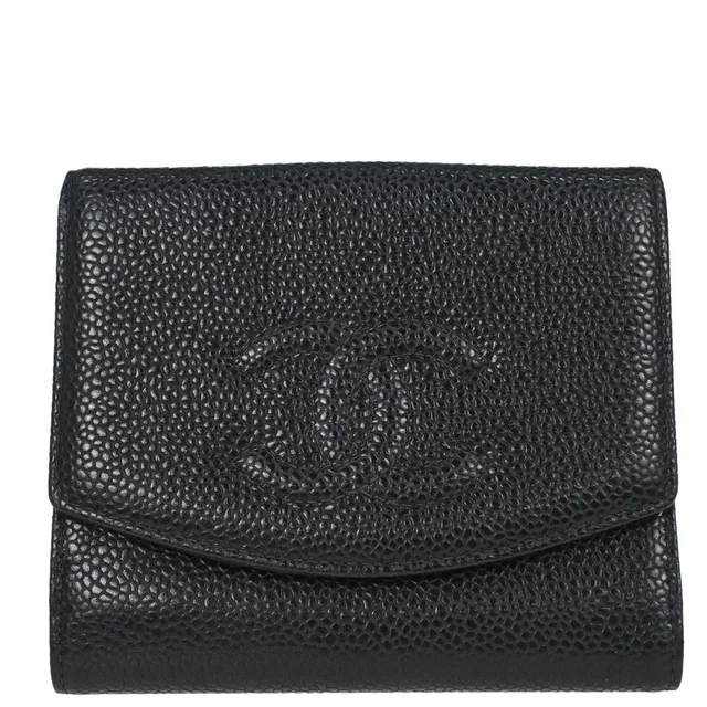 Chanel 2003-2004 Black Caviar Skin Bifold Wallet in Black Caviar leather from AMORE Vintage Tokyo