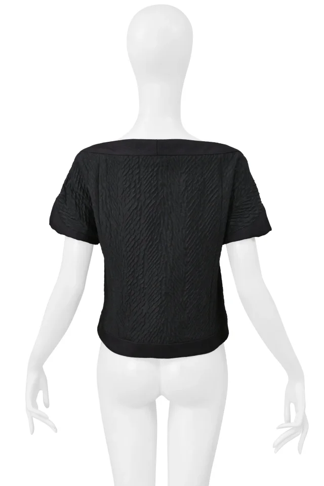 Balenciaga By Ghesquiere Fall 2006 Black Top With Fancy Crystal Bead Buttons in Black Silk from Resurrection Vintage, photo 2 of 6
