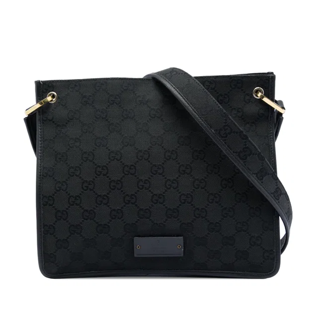 Black Gucci GG Canvas Crossbody in Black Canvas from Designer Revival