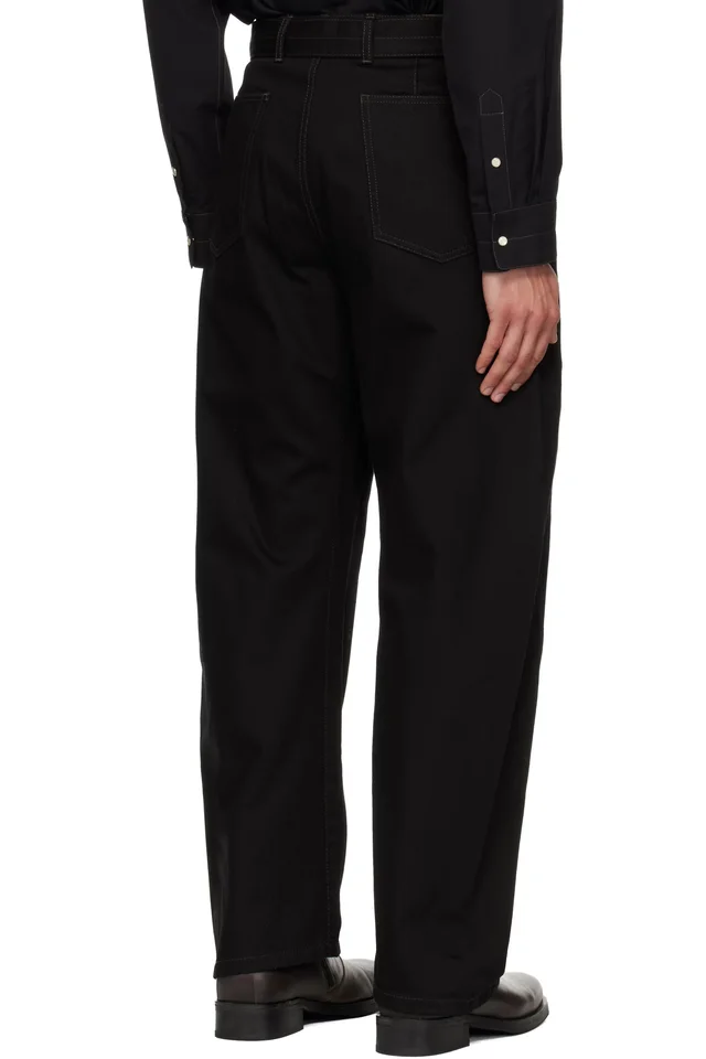 LEMAIRE Black Twisted Belted Jeans, photo 3 of 4 from SSENSE
