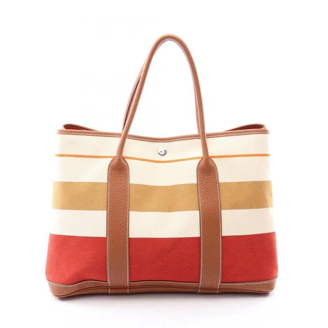 Hermès Tote Bag Garden Party PM Ecru Rouge Venetian Gold Go in Red from The Reluxe