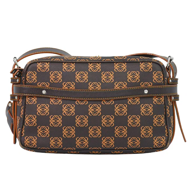Loewe Anagram Shoulder Bag Brown Orange Second in Brown Canvas from The Reluxe
