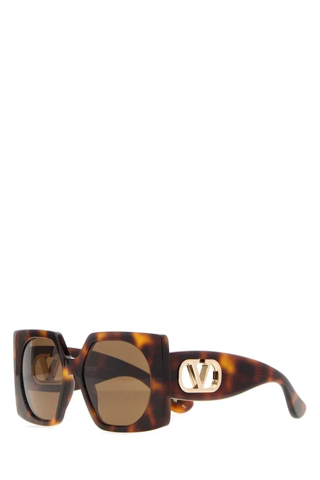 Valentino Garavani Sunglass Tortoiseshell Acetate Sunglasses — Brown Exterior in Brown from HEWI