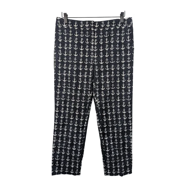Max Mara Anchor Print High Rise Straight Leg Pant in black from Poshmark