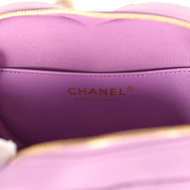 Chanel CC In Love Large Heart Bag in Purple Lambskin from Madison Avenue Couture, photo 9 of 9