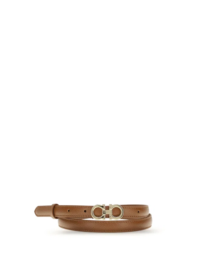 Ferragamo Gancini Belt — Brown Calf Leather in Brown Calfskin from HEWI