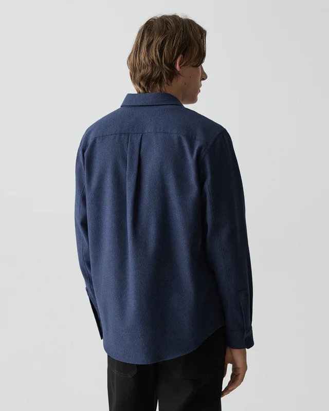 Theory Weekend Shirt in Cotton Flannel in NAVY MULTI, photo 11 of 14 from Theory