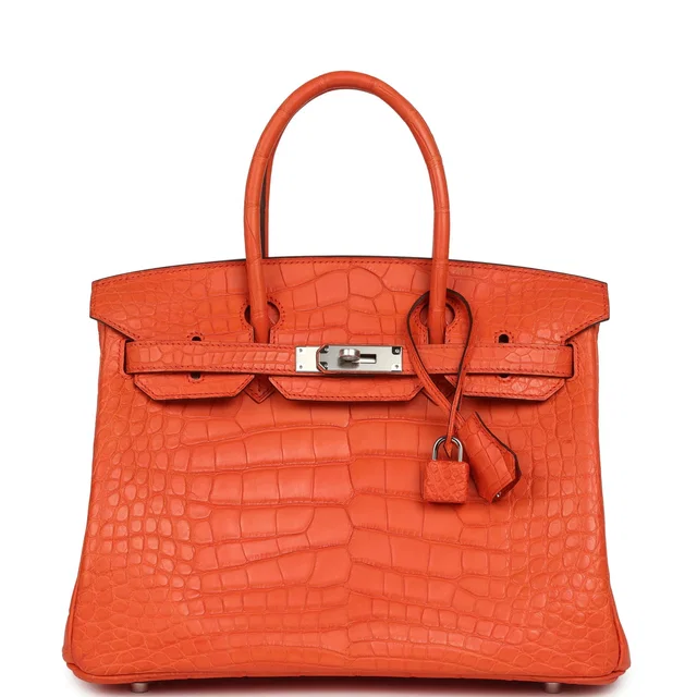 Hermès Birkin 30 Orange Poppy Matte Alligator Palladium Hardware in Orange Crocodile from Madison Avenue Couture