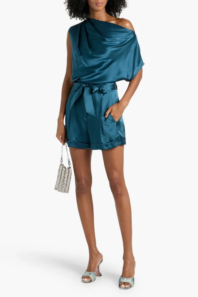 Michelle Mason Belted Silk-Satin High-Rise Shorts, photo 2 of 4 from THE OUTNET