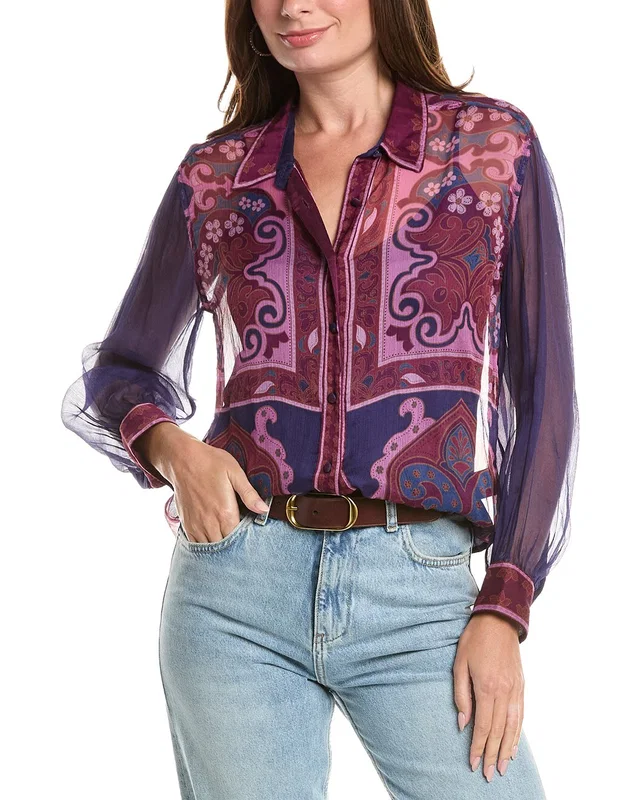 Johnny Was Itzel Button-Down Silk Shirt, image 1 of 1 from Rue La La