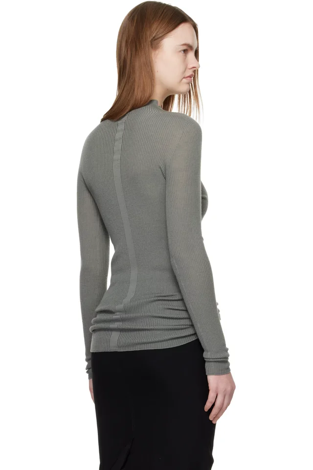 Rick Owens Khaki Temple LS Turtle Sweater, photo 3 of 4 from SSENSE