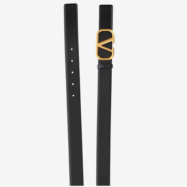 Valentino Garavani Vlogo Belt — Black Leather in Black Leather from HEWI