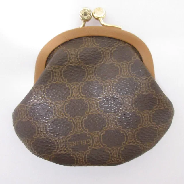 Celine High Quality Vintage Macadam Pattern Kiss Lock Wallet Compact Coin Purse in Leather from The Reluxe