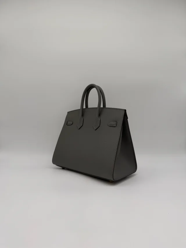 Hermès Birkin 25 Sellier Gris Meyer Madame Gold Hardware in Grey Leather from Luxury Promise, photo 9 of 11