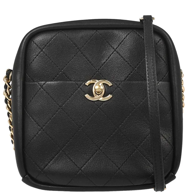 Chanel 2018-2019 Black Goatskin Casual Trip Camera Case Shoulder Bag in Black Goatskin from AMORE Vintage Tokyo