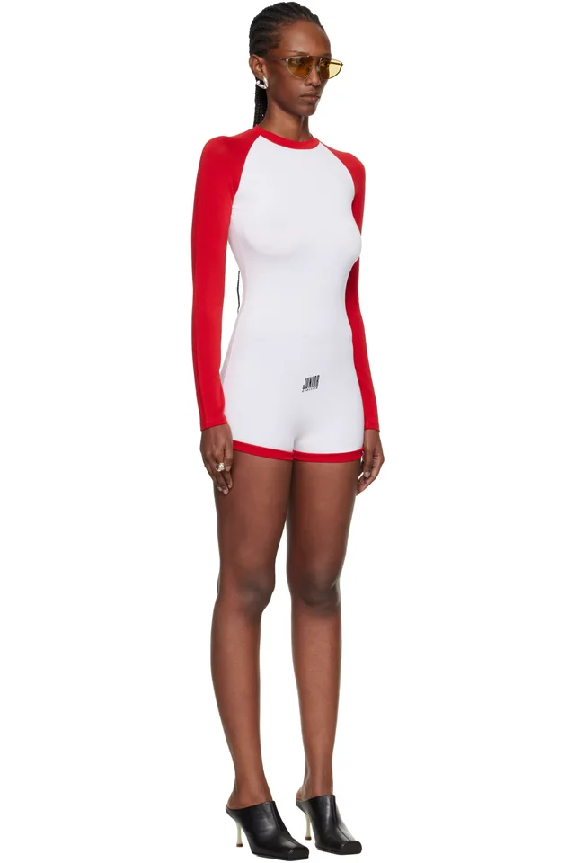 Jean Paul Gaultier White & Red 'The Bicolor Junior Gaultier' Romper, photo 2 of 4 from SSENSE