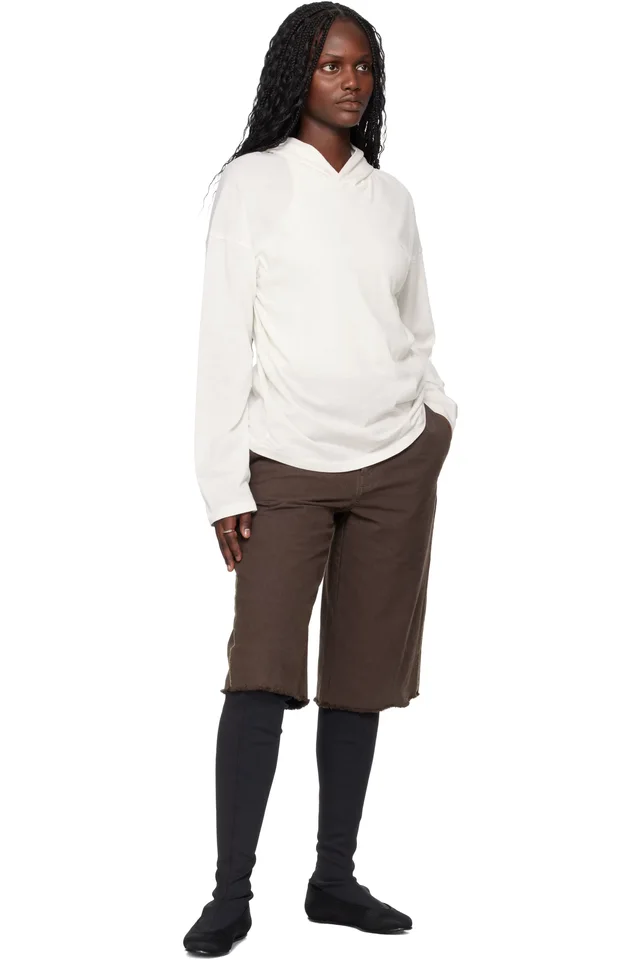 Fear of God ESSENTIALS Off-White Holiday Embroidered Classic Fit Long Sleeve Hoodie, photo 4 of 4 from SSENSE