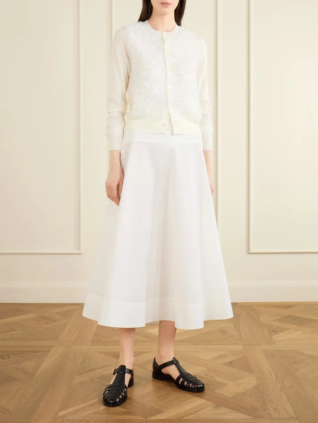 COMME DES GARÇONS GIRL Organza-trimmed wool cardigan in White, photo 2 of 2 from NET-A-PORTER (Canada)