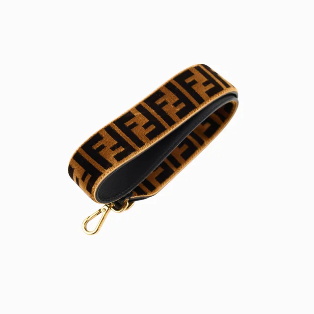Fendi FF jacquard strap velvet browm in Velvet from The Purse Affair