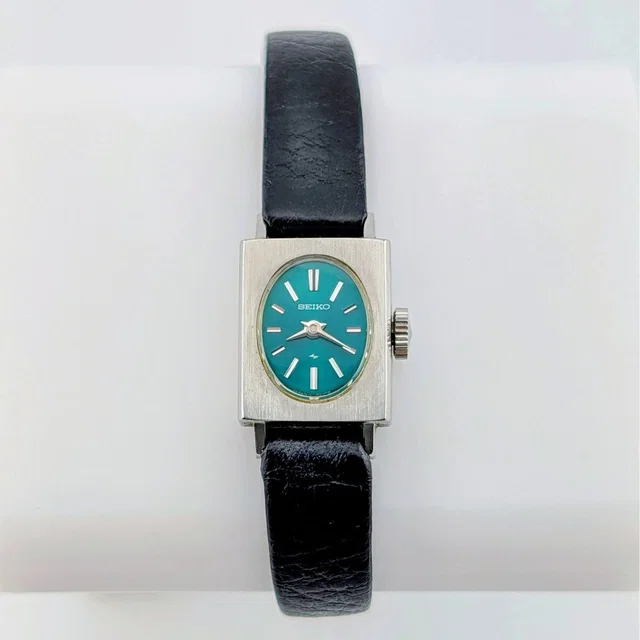Seiko Vintage 11-7059 Ladies Manual Wind Watch Teal Turquoise Stainless 15mm in green|black Leather from Poshmark