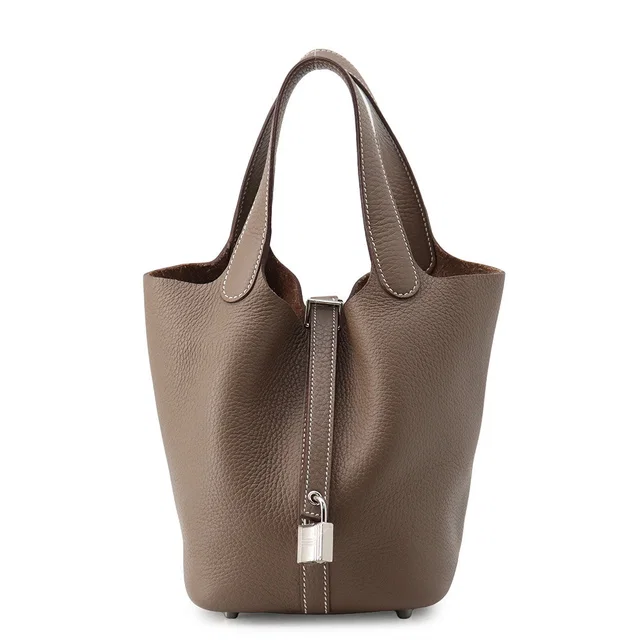 Hermès Picotin Lock Etoupe Taurillon Clemence Size PM in Taupe Clemence leather from GALLERY RARE