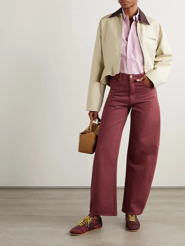 B SIDES Leroy Mid Relaxed Bow mid-rise barrel-leg jeans in Red, photo 2 of 2 from NET-A-PORTER (Canada)