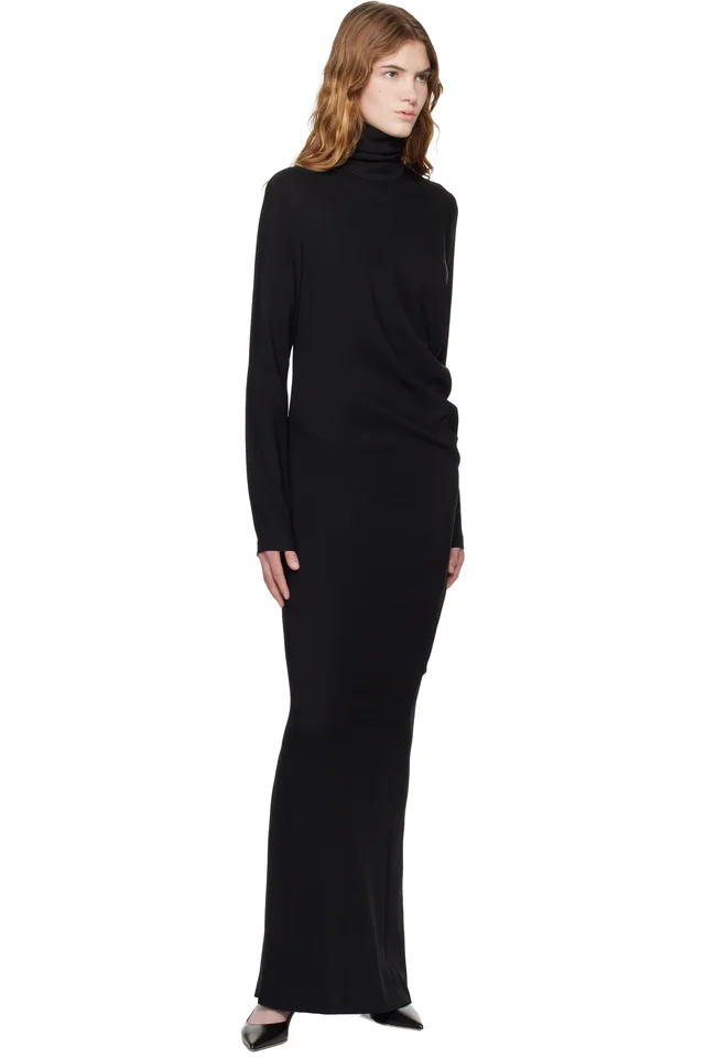 TOTEME Black Long Twist Maxi Dress, photo 4 of 4 from SSENSE