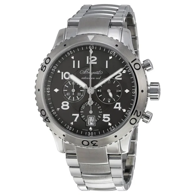 Breguet Transatlantique Type XXI Flyback Chronograph Automatic Mens Watch 3810ST/92/SZ9 in silver|gray from Jomashop.com