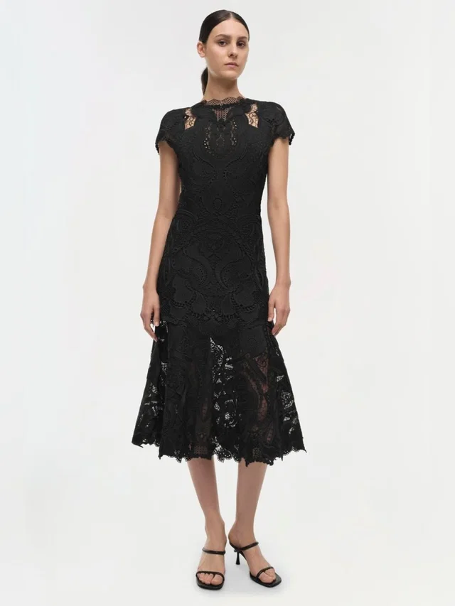 New Jonathan Simkhai Signature Laura Black Vintage Lace Midi Dress Cocktail 4 in black from Poshmark