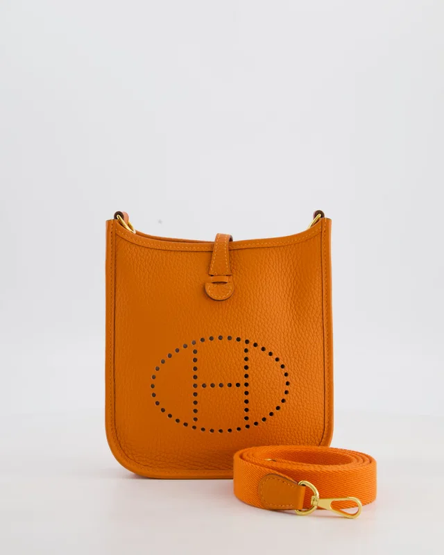 Hermès Mini Evelyne Bag in Orange Clemence leather from Sellier