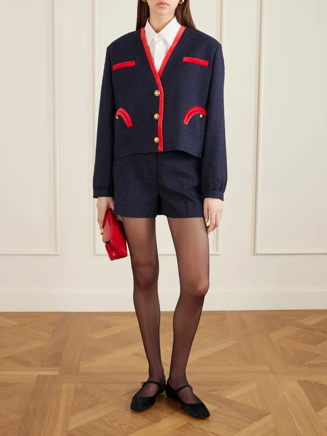 BLAZÉ MILANO Esense Teke cotton-blend tweed shorts in Blue, photo 2 of 2 from NET-A-PORTER (Canada)