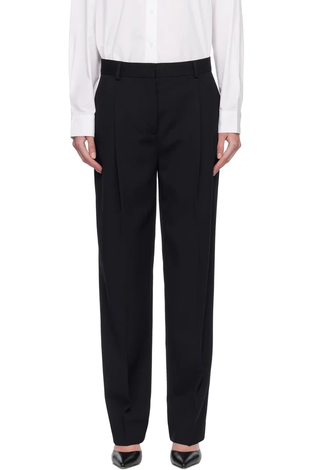 TOTEME Black Pleat Trousers, image 1 of 1 from SSENSE