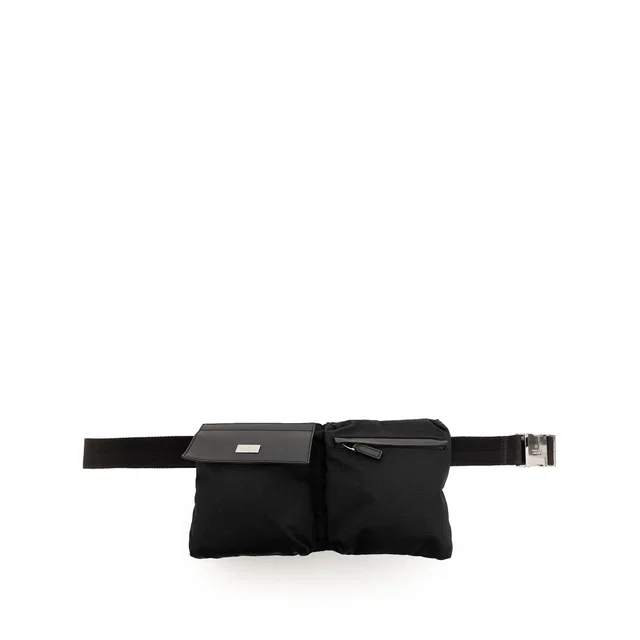 Black Gucci Nylon Double Pocket Belt Bag in Black Nylon from Designer Revival