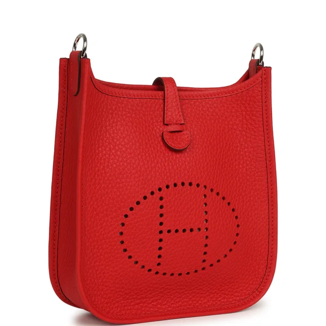 Hermès Evelyne TPM Rouge Radieux Clemence Palladium Hardware in Red Clemence leather from Madison Avenue Couture, photo 2 of 2