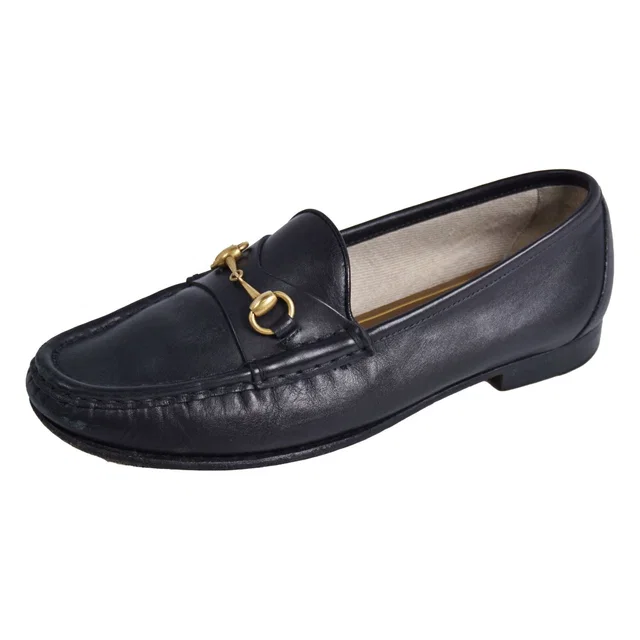 Gucci Loafers Moccasins Horsebit Leather Shoes Black in Black Leather from The Reluxe