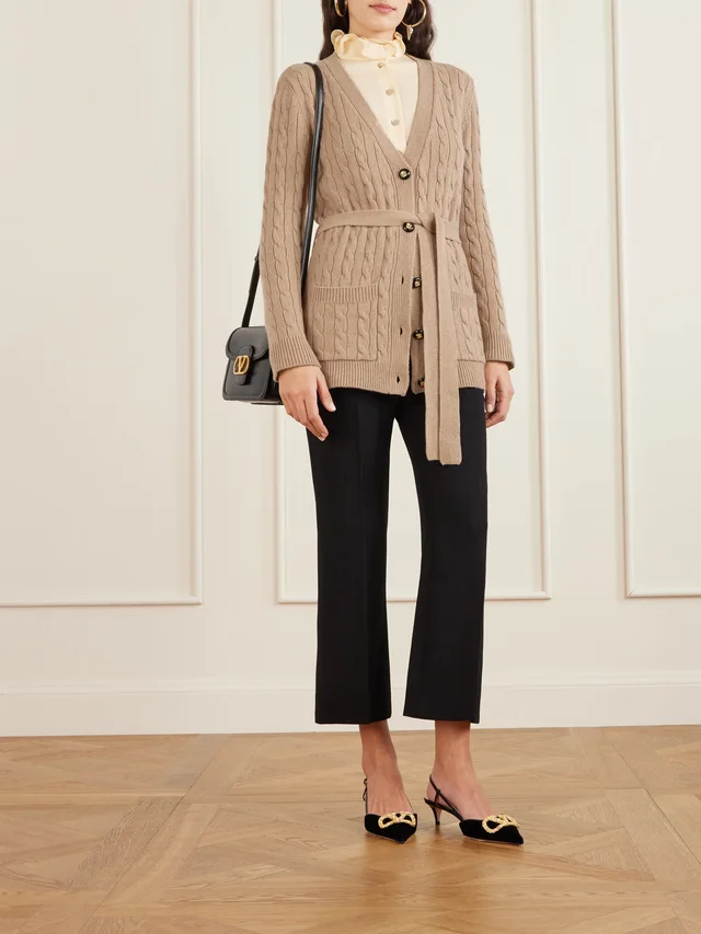 VALENTINO GARAVANI Cable-knit cashmere cardigan in Beige, photo 2 of 2 from NET-A-PORTER (Canada)