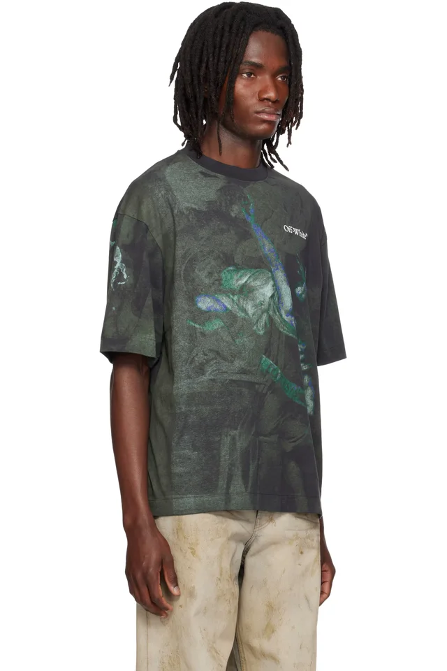 Off-White Black Dark Painting Skate S/S T-shirt, photo 2 of 3 from SSENSE